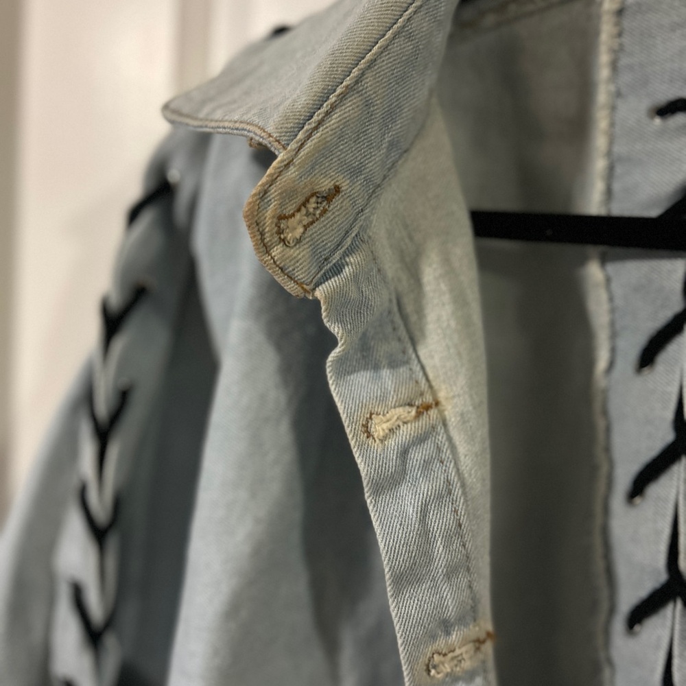 Rehab Denim Crop Jacket With Strings | Women’s Me… - image 5